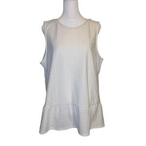 Michael Kors white eyelet sleeveless peplum top size XL